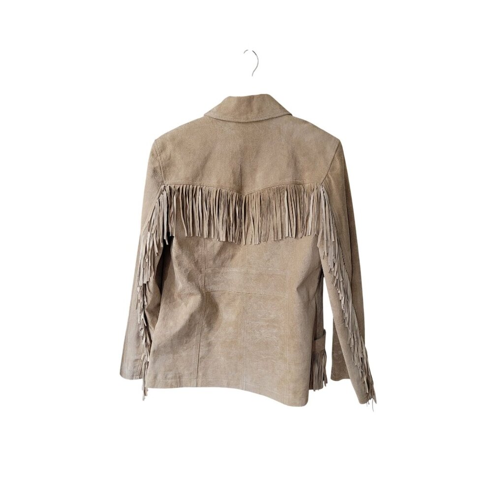 Esprit Womens Fringe Leather Jacket L - Picture 3 of 7